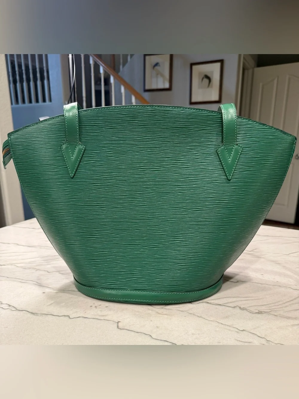 Louis Vuitton Saint Jacques PM Green Epi Leather Tote Shoulder Bag Authentic